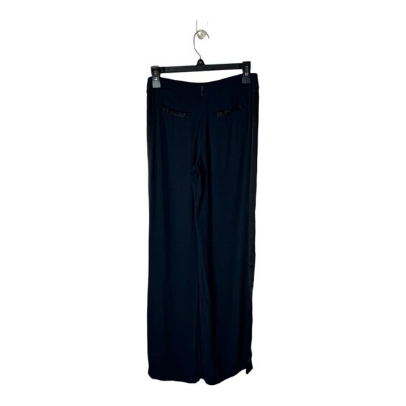 Free People Pants Womens 0 Black Rayon Satin Stripe Wide Leg High Rise - Picture 2 of 10